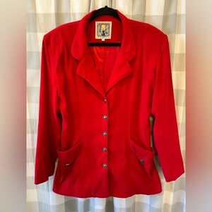 Chic Scarlet Blazer with Button Detailing